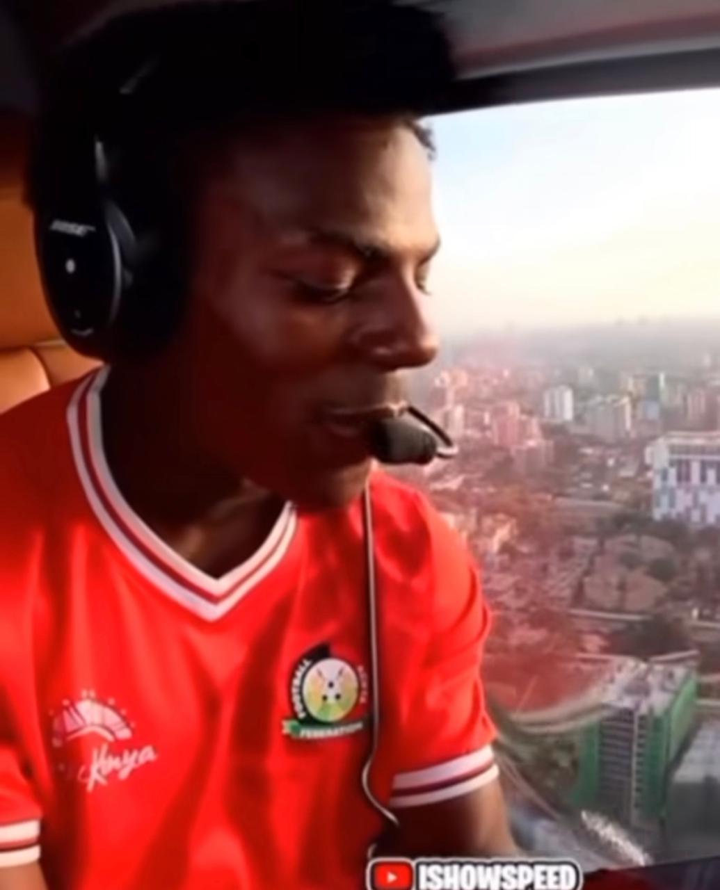 IShowSpeed streaming live from a helicopter over Nairobi